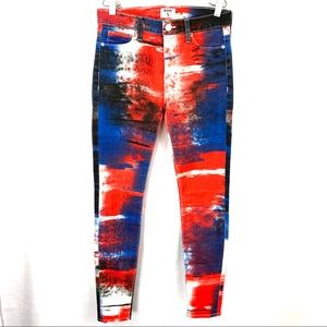 Hudson X Red white blue Tie Dye super skinny jeans